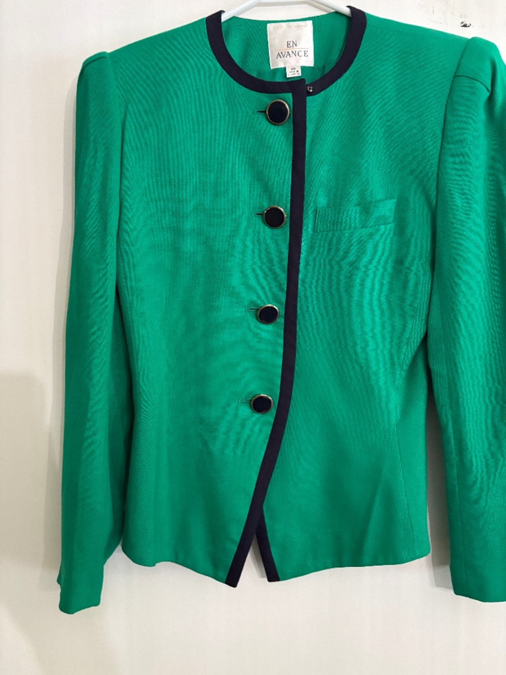 1980s Vintage Shoulder Padded Power Blazer by EN AVANCE - Size 3/4
